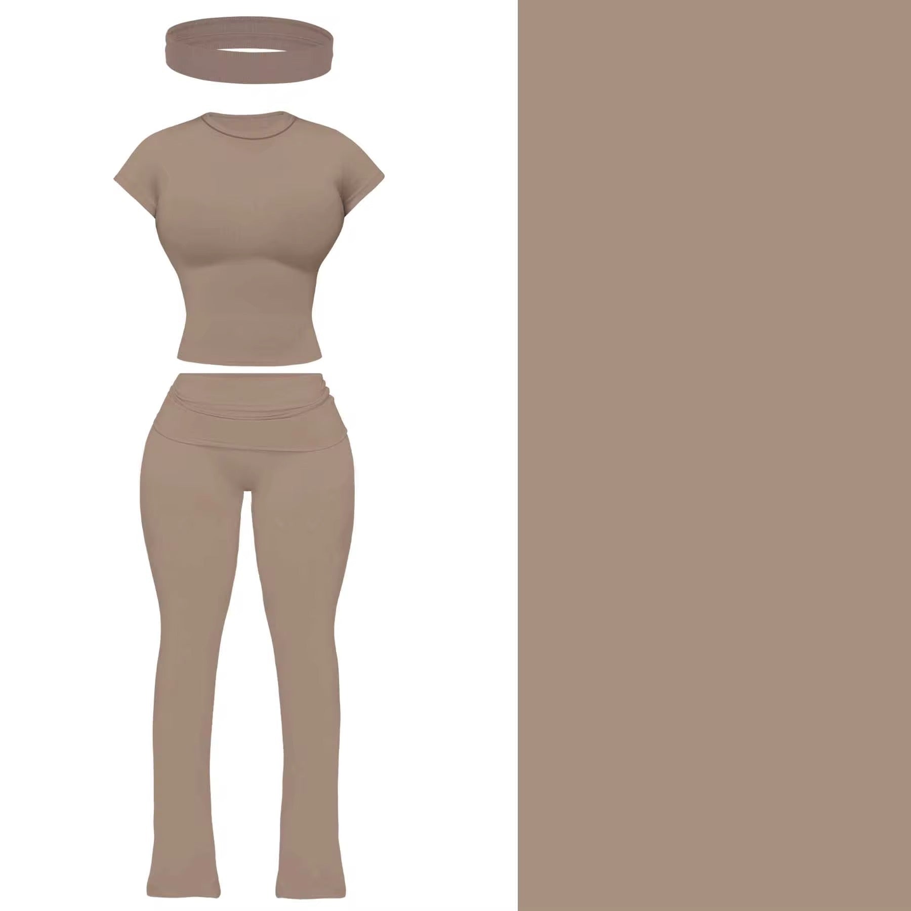 Fold-Over Flare Pants Hairband Set