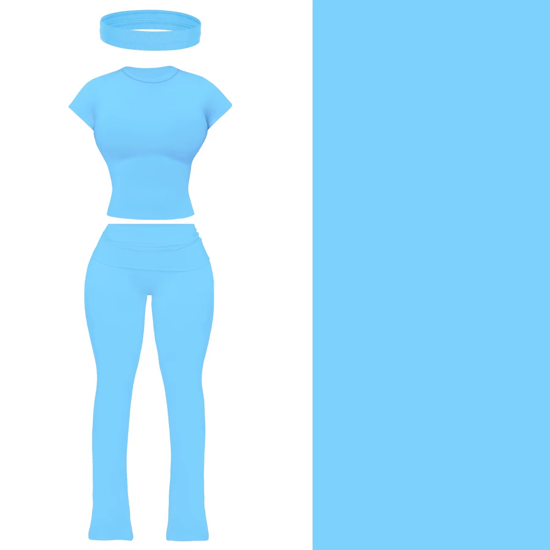 Fold-Over Flare Pants Hairband Set