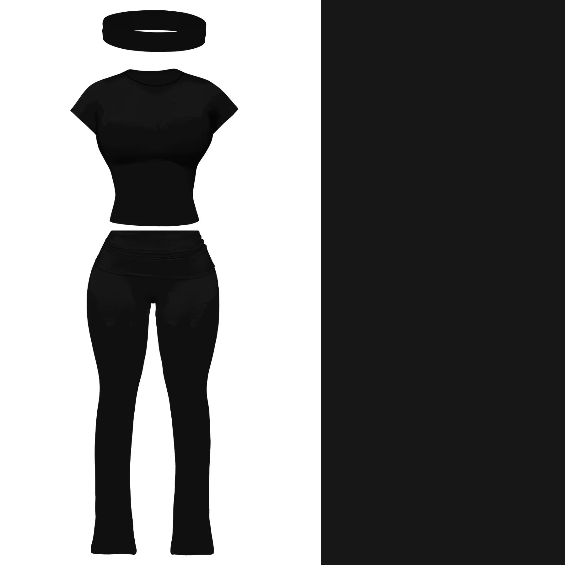 Fold-Over Flare Pants Hairband Set