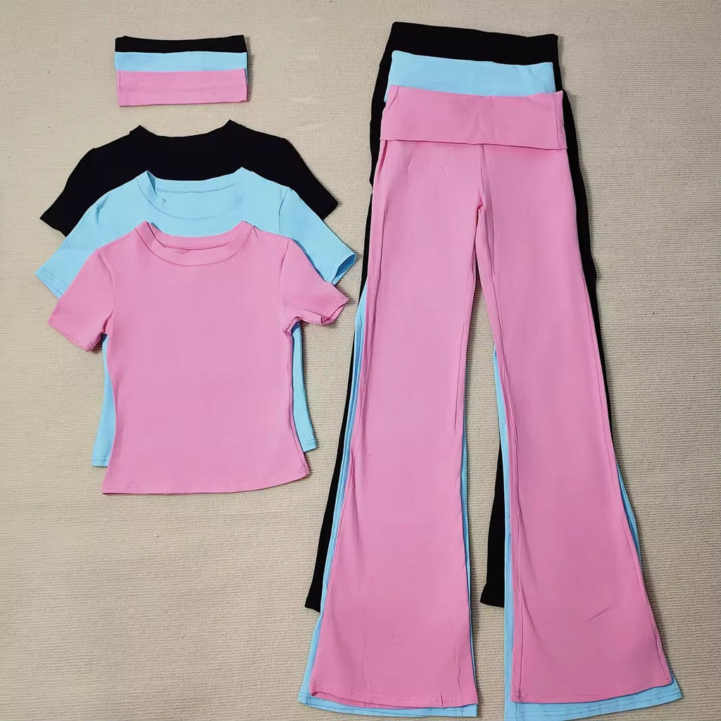 Fold-Over Flare Pants Hairband Set