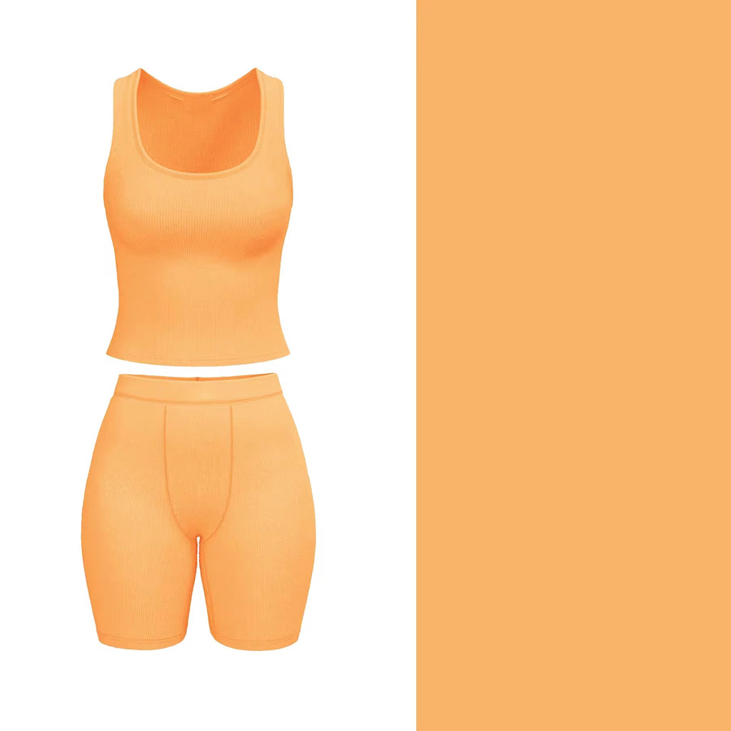 100% Cotton Ribbed Short Set