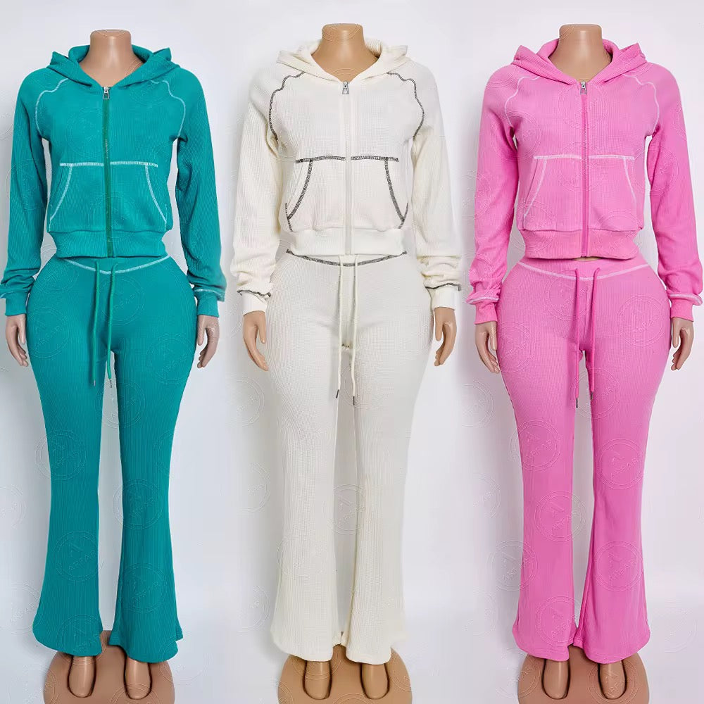 Waffle Knit Lounge Set