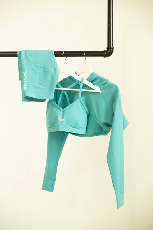 Women's Hooded Biker Set (Turquoise)