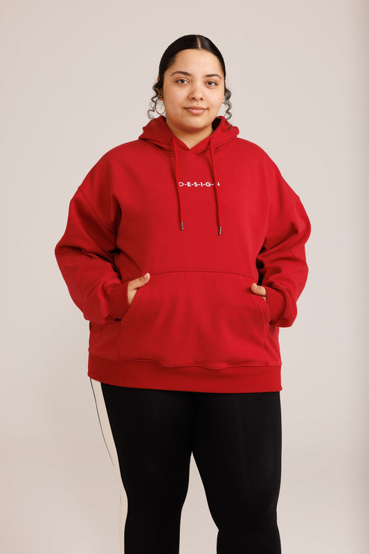 D-E-S-I-G-N Carmine Red Velvet Interior Hoodie