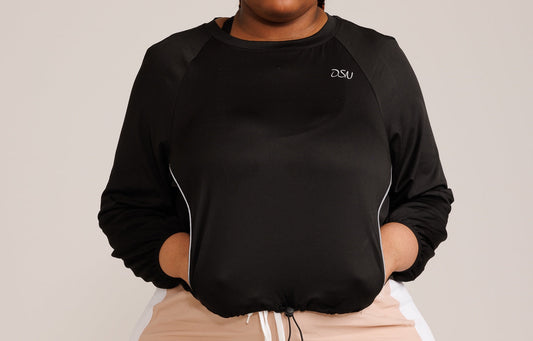 DSN Black Windbreaker Top