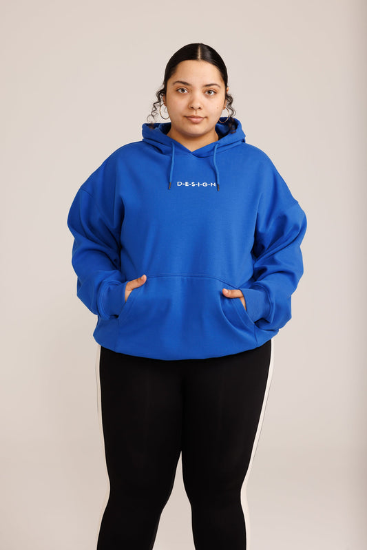 D-E-S-I-G-N Cobalt Blue Velvet Interior Hoodie